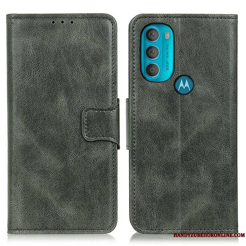 Housse Moto G71 5G Effet Cuir Fermoir Réversible