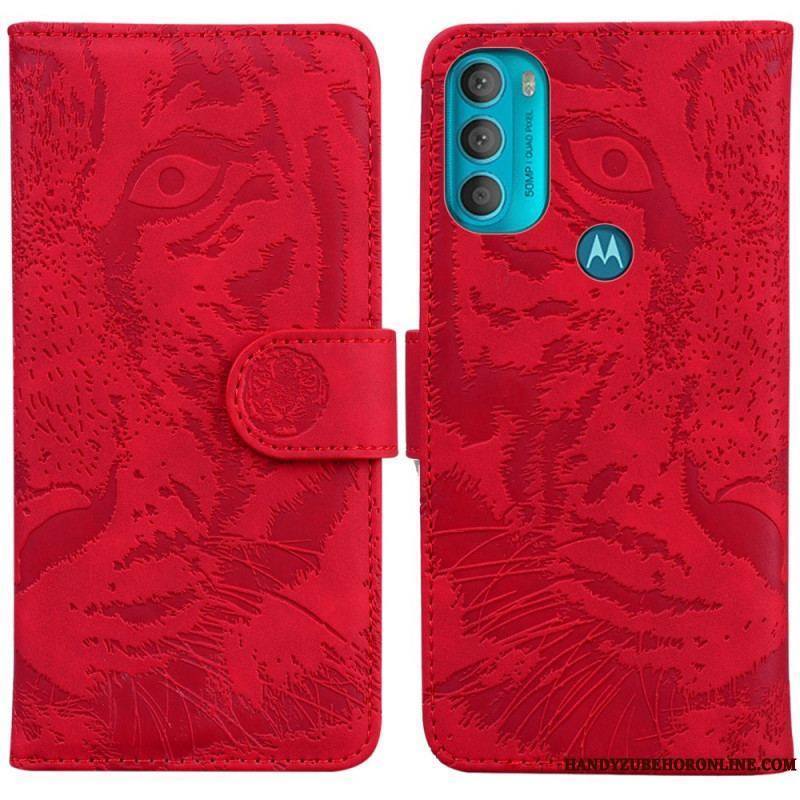 Housse Moto G71 5G Empreinte Face de Tigre