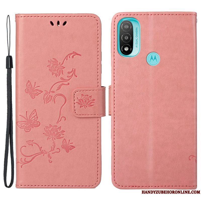 Housse Moto G71 5G Papillons et Fleurs D'Asie