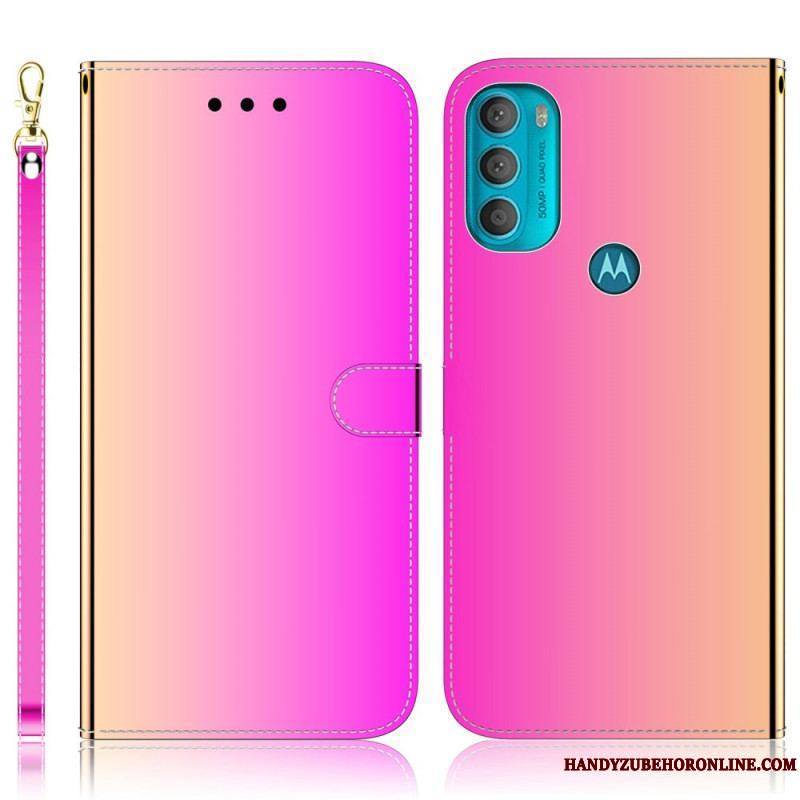 Housse Moto G71 5G Simili Cuir Couverture Miroir