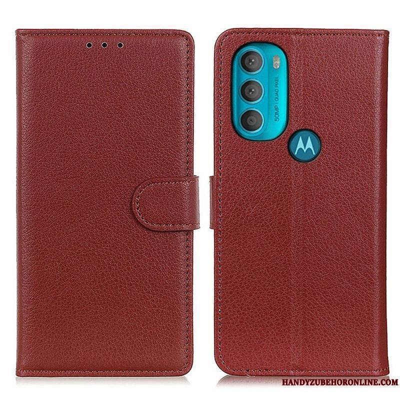 Housse Moto G71 5G Traditionnellement Litchi