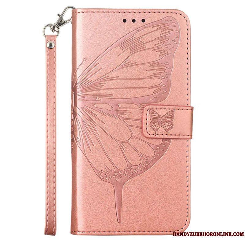 Housse Moto G73 5G Papillon Floral à Lanière