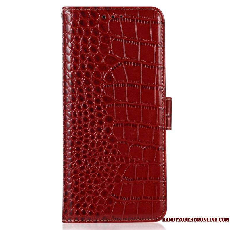 Housse Moto G73 5G Style Crocodile RFID