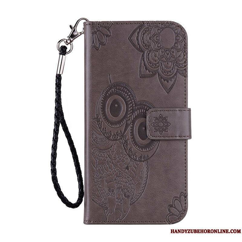 Housse Samsung Galaxy 21 5G Hibou Mandala et Lanière