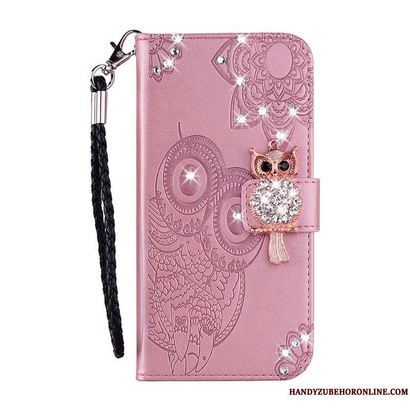 Housse Samsung Galaxy A42 5G Hibou Mandala et Breloque