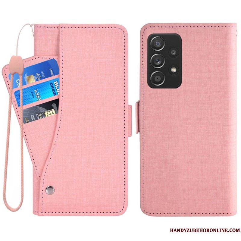 Housse Samsung Galaxy A53 5G Jeans avec Porte-Cartes Rotatif