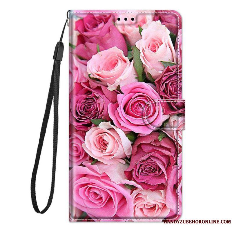 Housse Samsung Galaxy M23 5G Roses avec Lanière