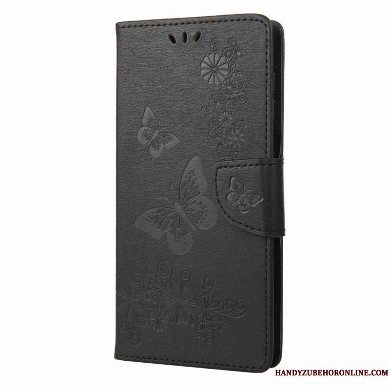 Housse Samsung Galaxy M53 5G Design Papillons à Lanière