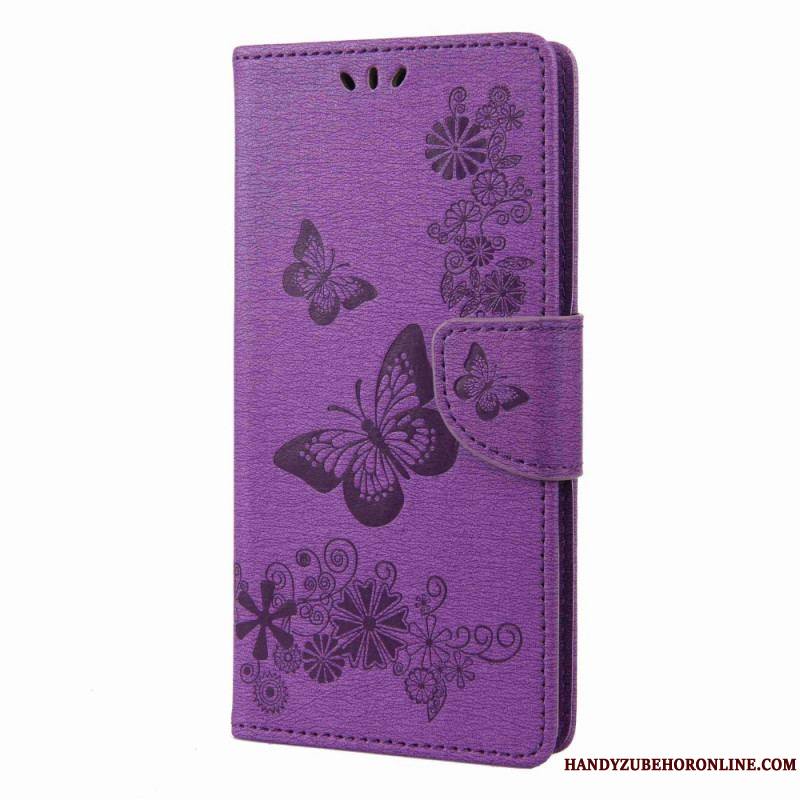 Housse Samsung Galaxy M53 5G Design Papillons à Lanière