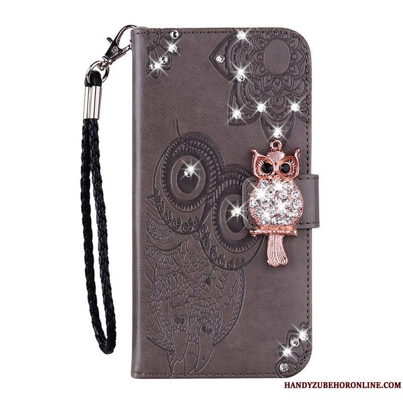 Housse Samsung Galaxy Note 20 Hibou Mandala et Breloque