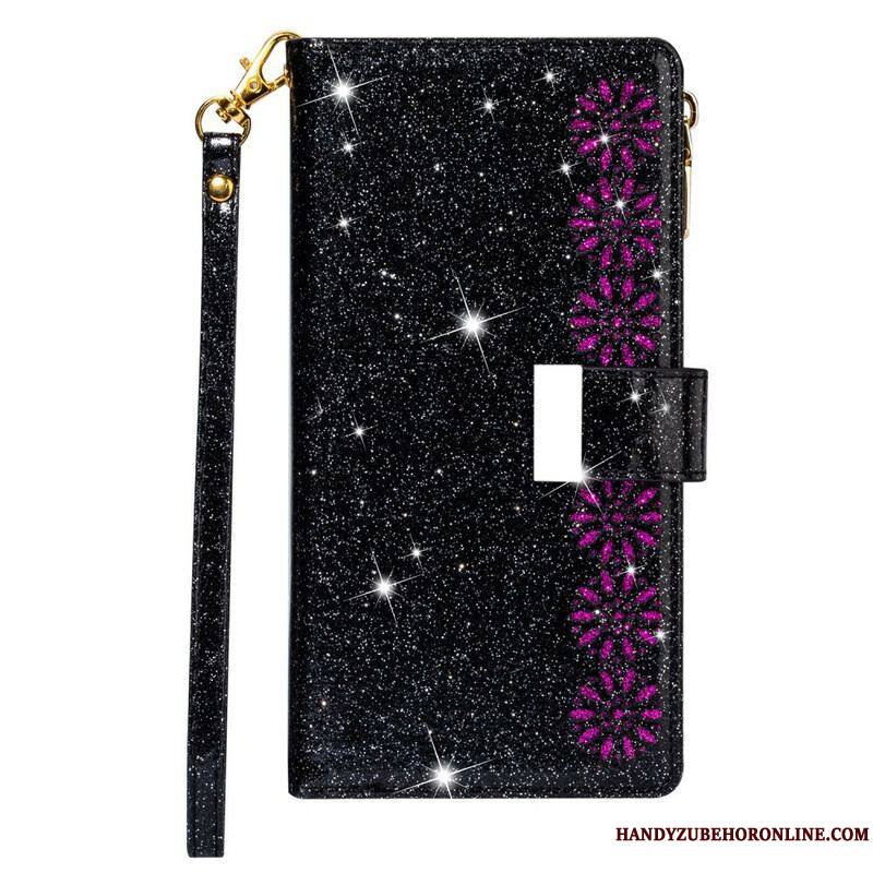 Housse Samsung Galaxy Note 20 Paillettes Portefeuille Zip