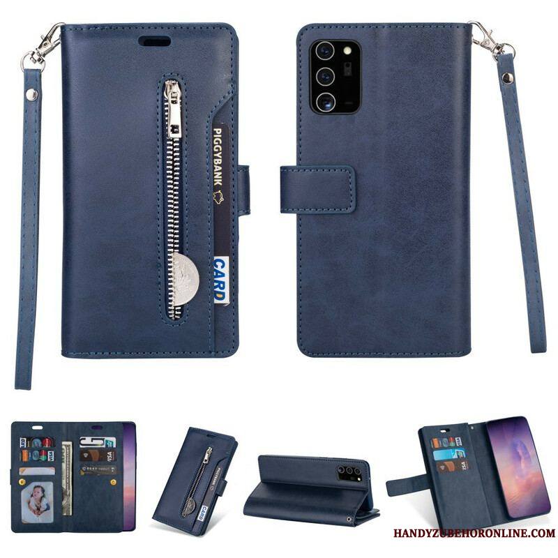 Housse Samsung Galaxy Note 20 Porte-Monnaie avec Lanière