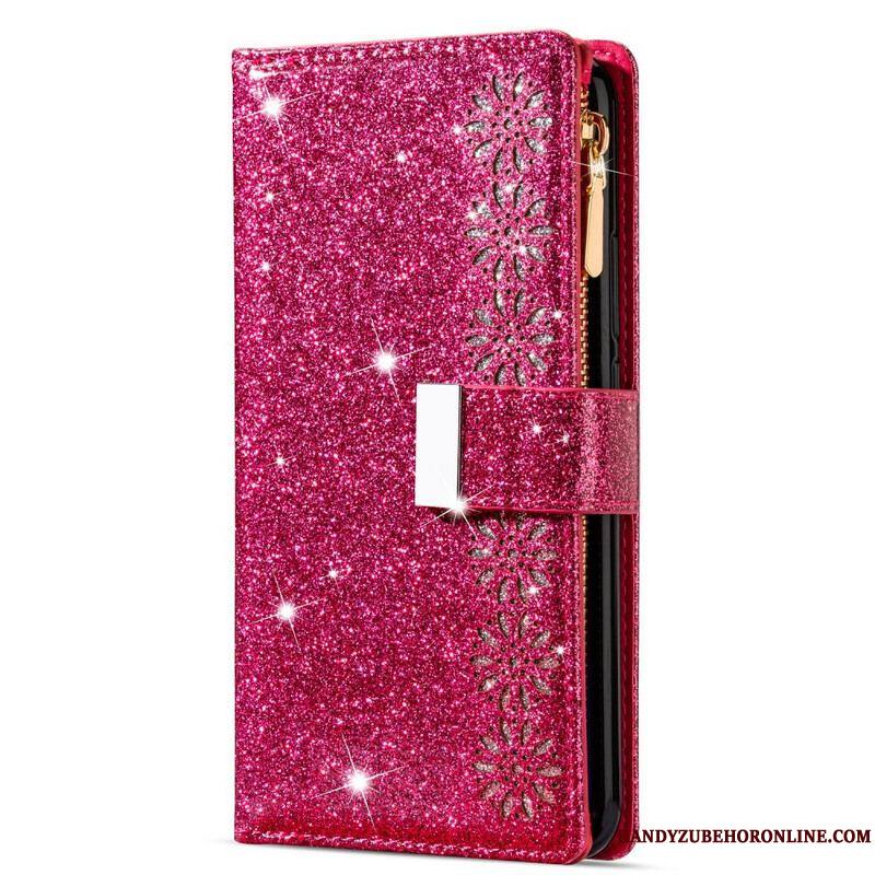 Housse Samsung Galaxy Note 20 Ultra Paillettes Portefeuille Zip