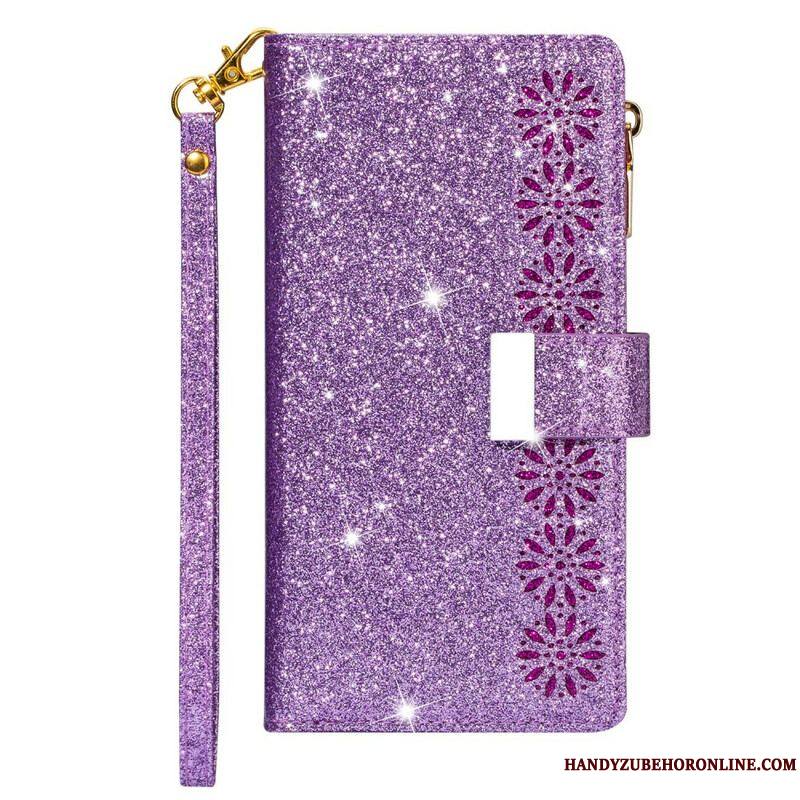 Housse Samsung Galaxy Note 20 Ultra Paillettes Portefeuille Zip