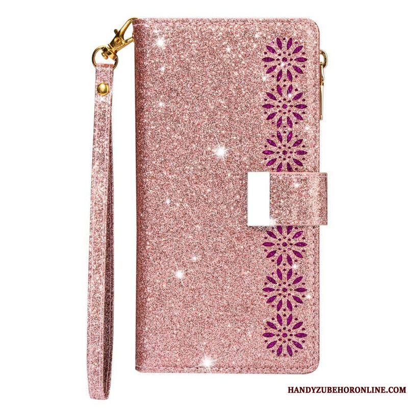 Housse Samsung Galaxy Note 20 Ultra Paillettes Portefeuille Zip