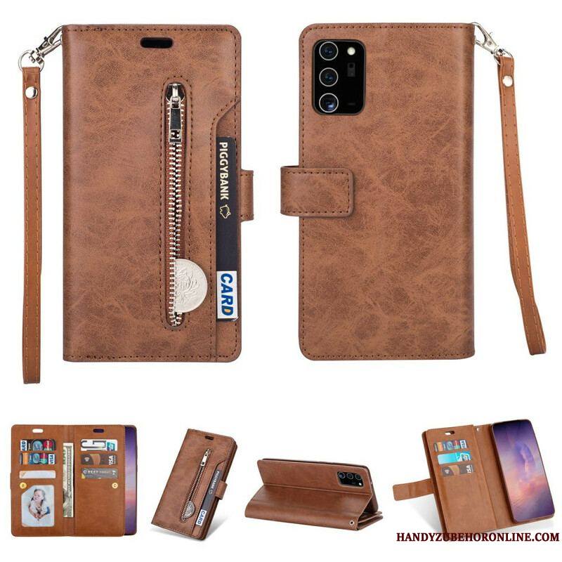 Housse Samsung Galaxy Note 20 Ultra Porte-Monnaie avec Lanière