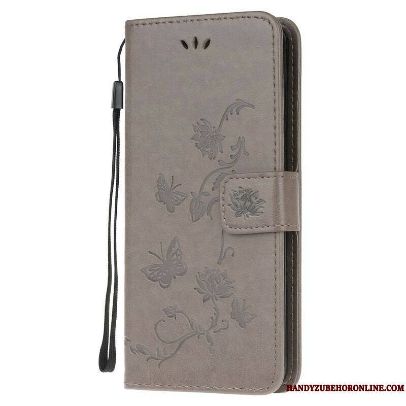 Housse Samsung Galaxy S20 FE Papillons et Fleurs à Lanière