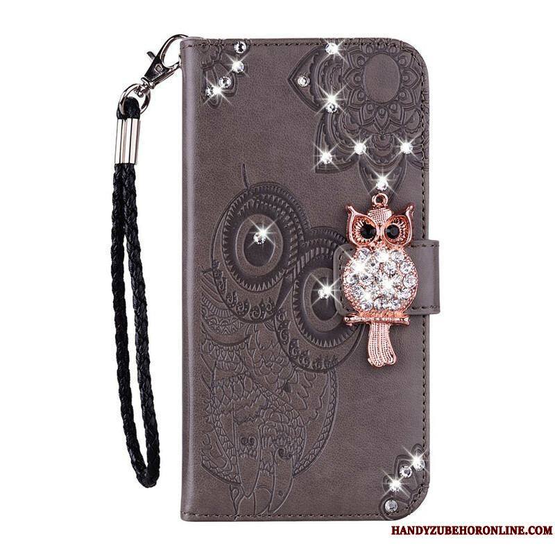 Housse Samsung Galaxy S21 5G Hibou Mandala et Breloque