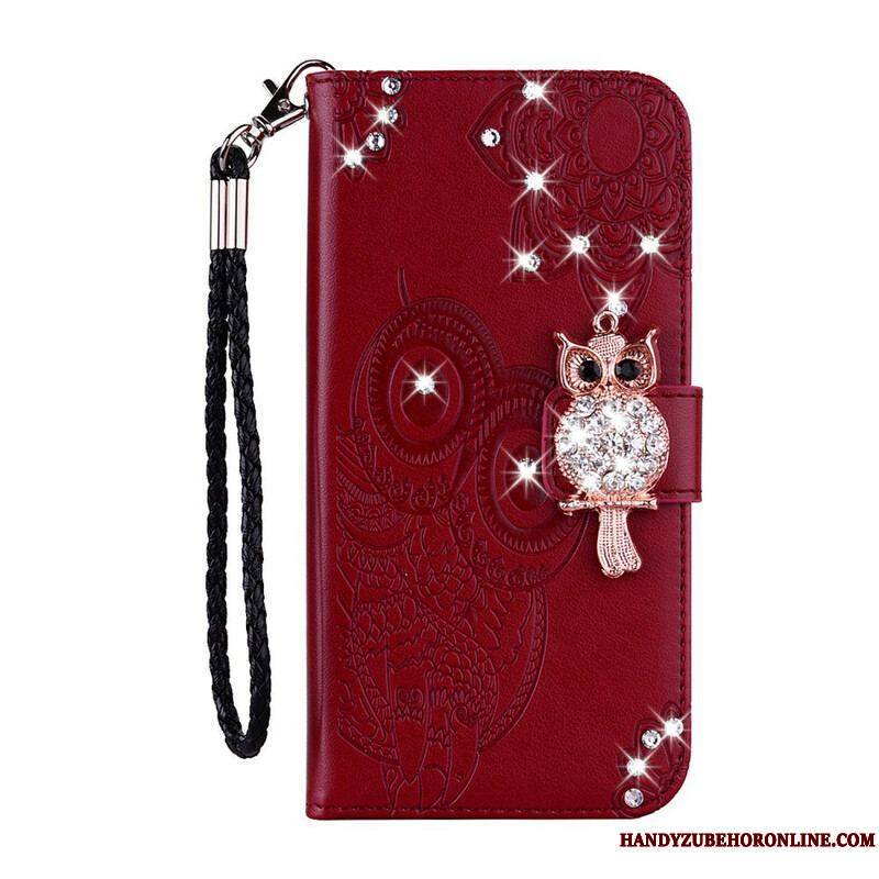 Housse Samsung Galaxy S21 5G Hibou Mandala et Breloque