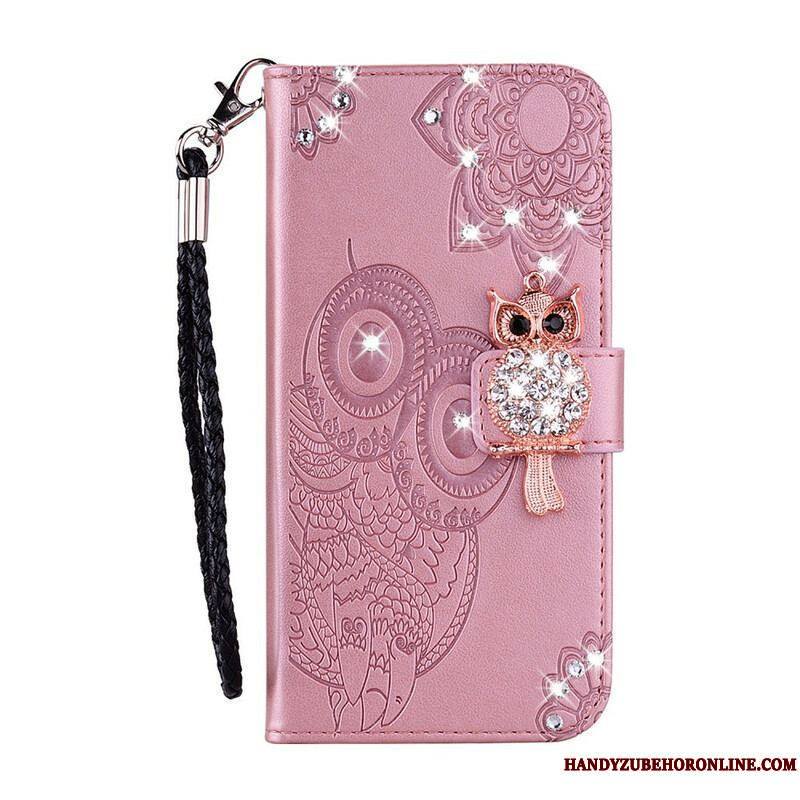 Housse Samsung Galaxy S21 5G Hibou Mandala et Breloque