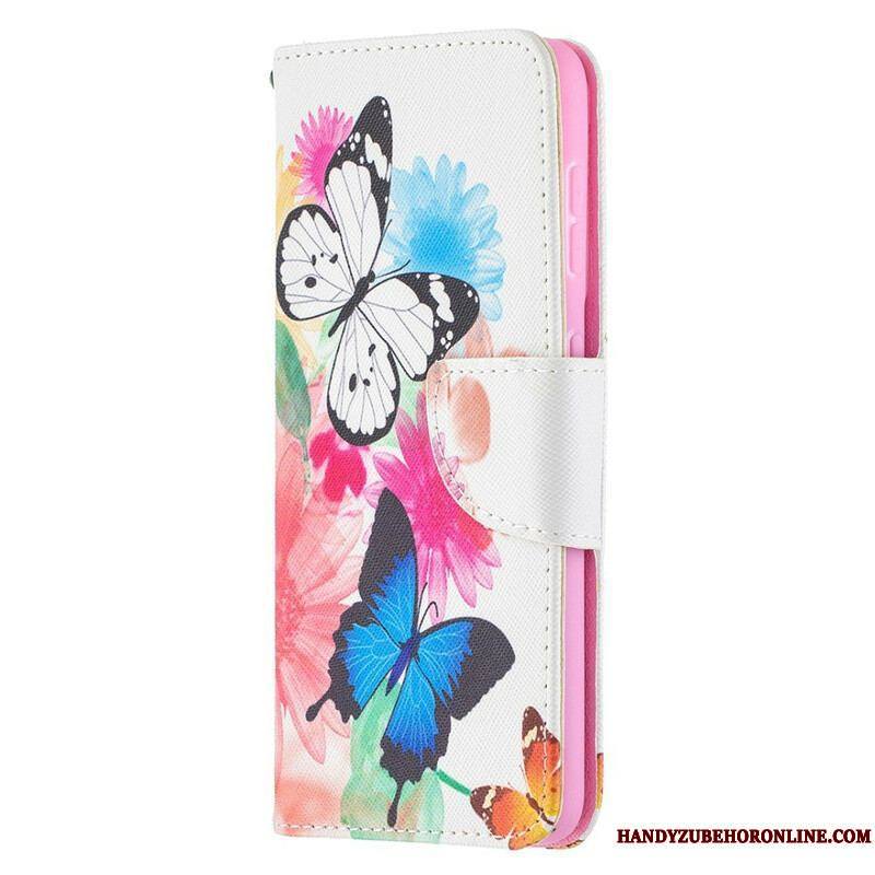 Housse Samsung Galaxy S21 5G Papillons et Fleurs Peints