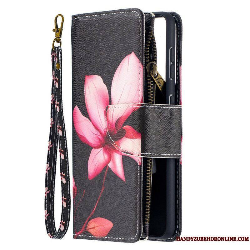 Housse Samsung Galaxy S21 5G Poche Zippée Fleur