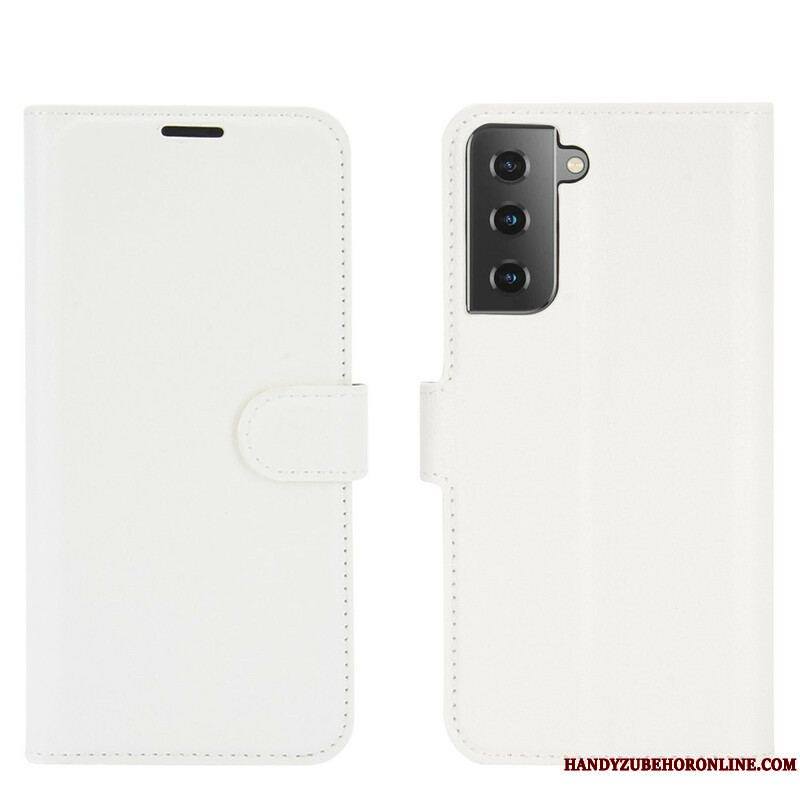 Housse Samsung Galaxy S21 5G Simili Cuir Litchi Classique