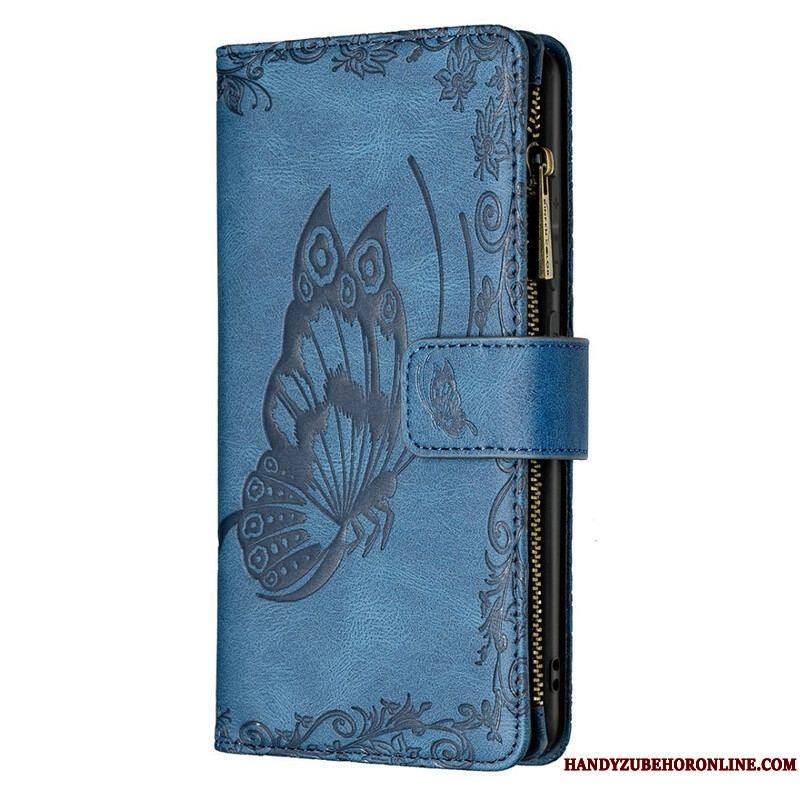 Housse Samsung Galaxy S21 FE Papillon Baroque Poche Zippée