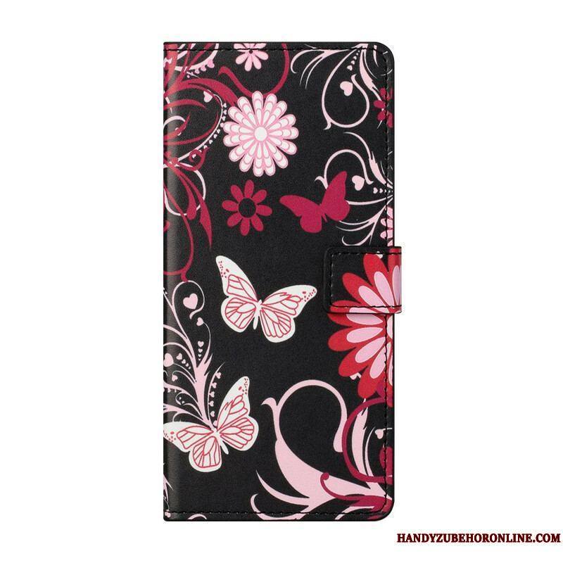 Housse Samsung Galaxy S21 FE Papillons et Fleurs