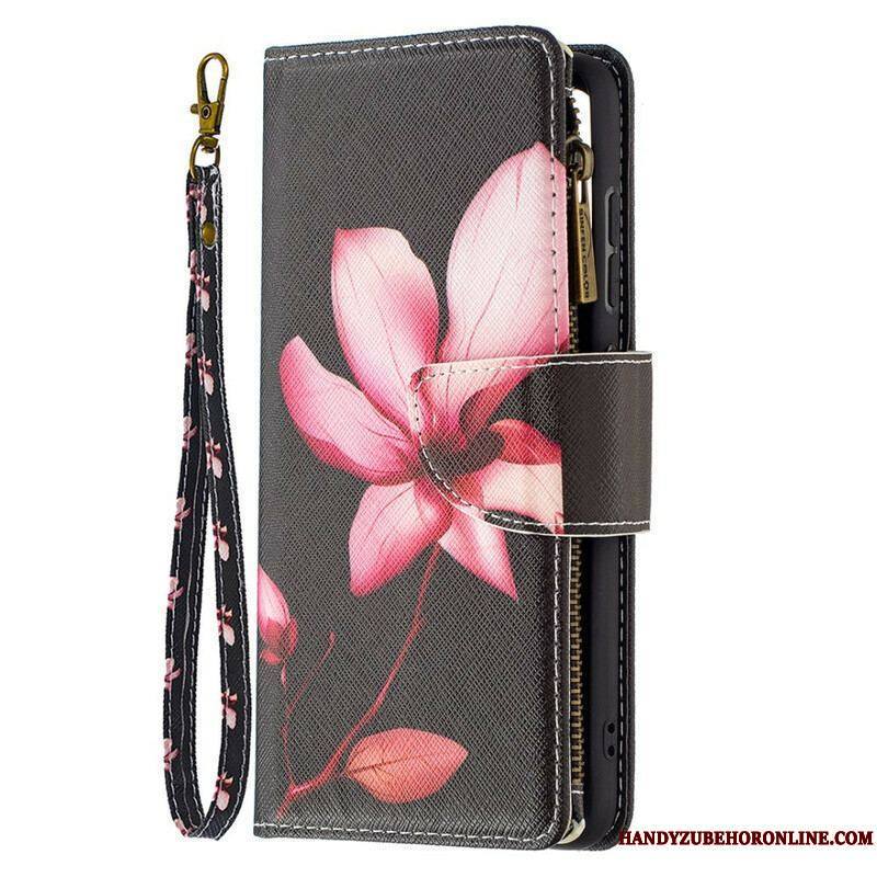 Housse Samsung Galaxy S21 FE Poche Zippée Fleur