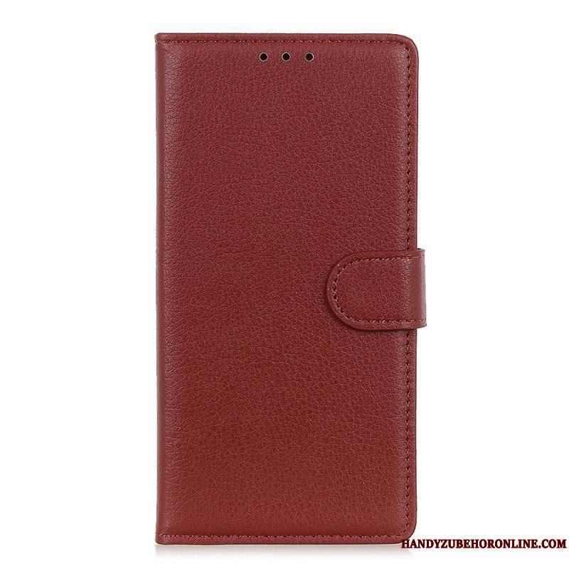 Housse Samsung Galaxy S22 5G Cuir Litchi Traditionnel