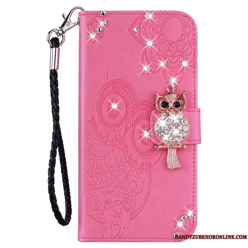 Housse Samsung Galaxy S22 5G Hibou Mandala et Breloque