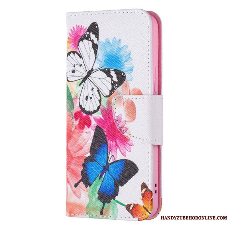 Housse Samsung Galaxy S22 5G Papillons et Fleurs Peints