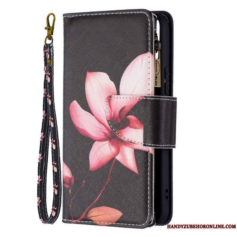 Housse Samsung Galaxy S22 5G Poche Zippée Fleur