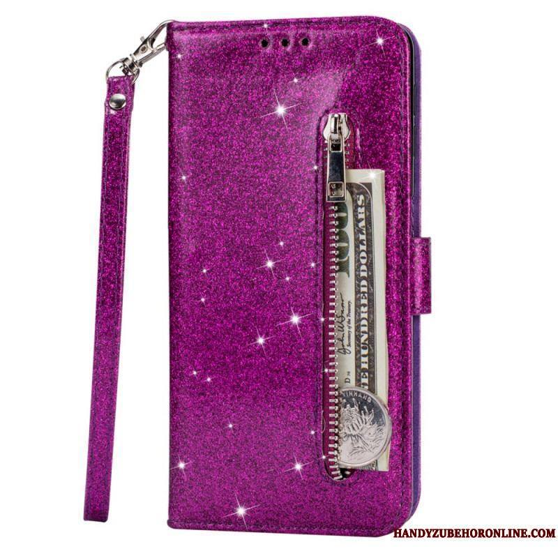 Housse Samsung Galaxy S22 5G Porte-Monnaie Paillettes