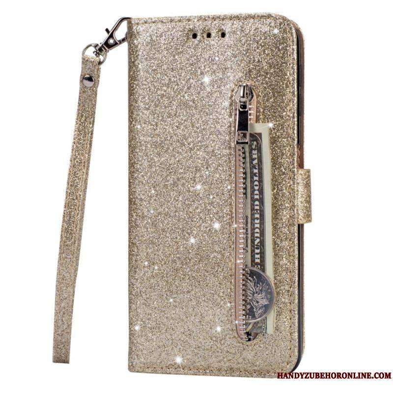 Housse Samsung Galaxy S22 5G Porte-Monnaie Paillettes