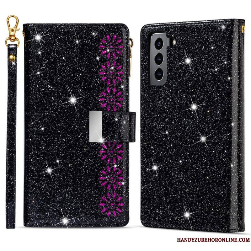 Housse Samsung Galaxy S22 Plus 5G Paillettes Portefeuille Zip