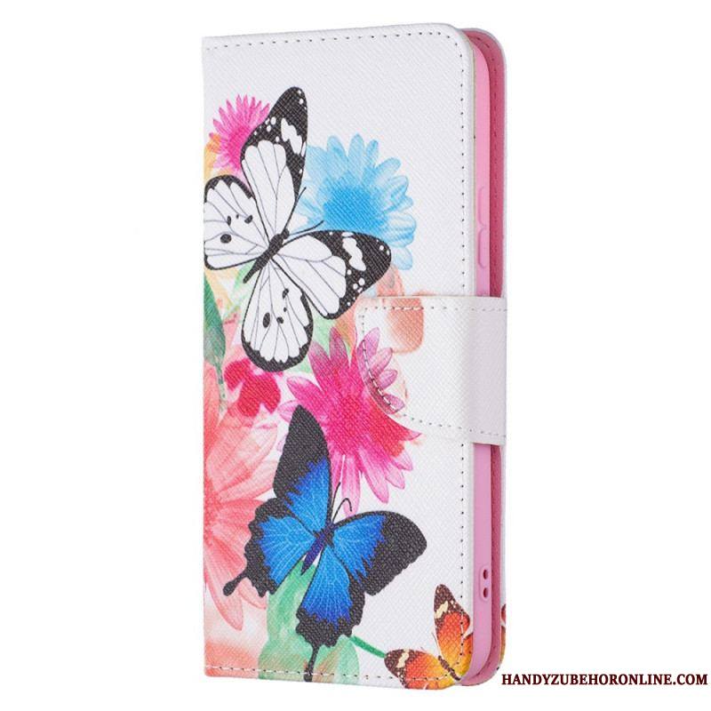 Housse Samsung Galaxy S22 Plus 5G Papillons et Fleurs Peints