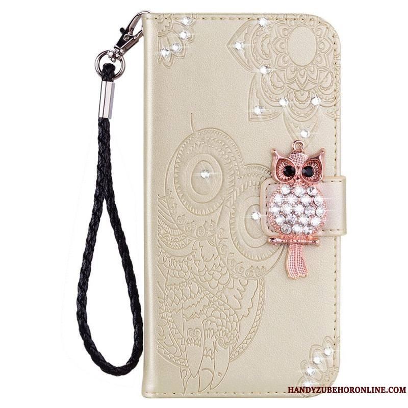 Housse Samsung Galaxy S22 Ultra 5G Hibou Mandala et Breloque