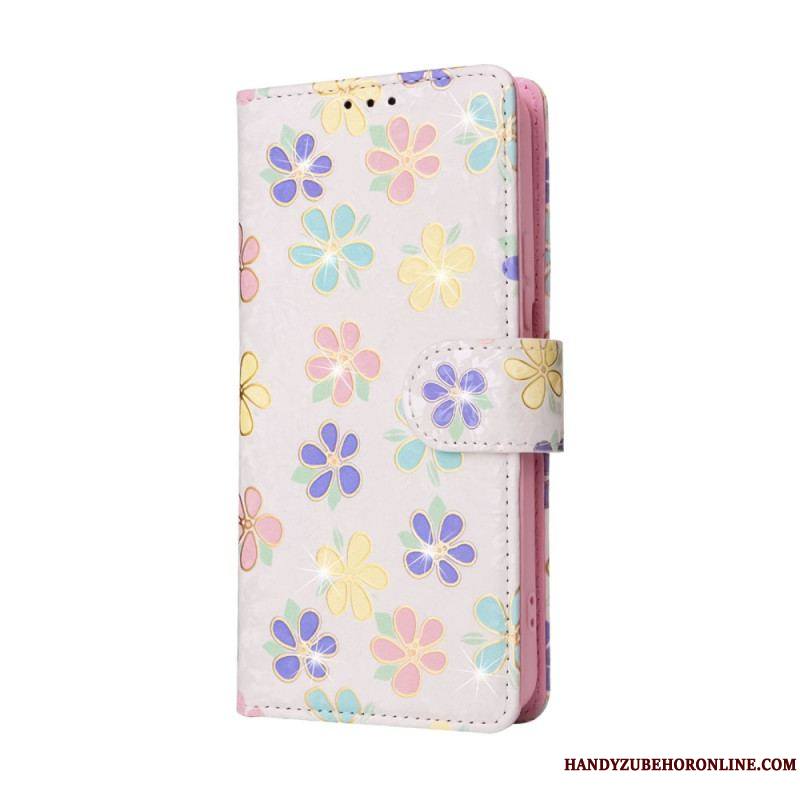 Housse Samsung Galaxy S23 5G Fleurs RFID avec Lanière