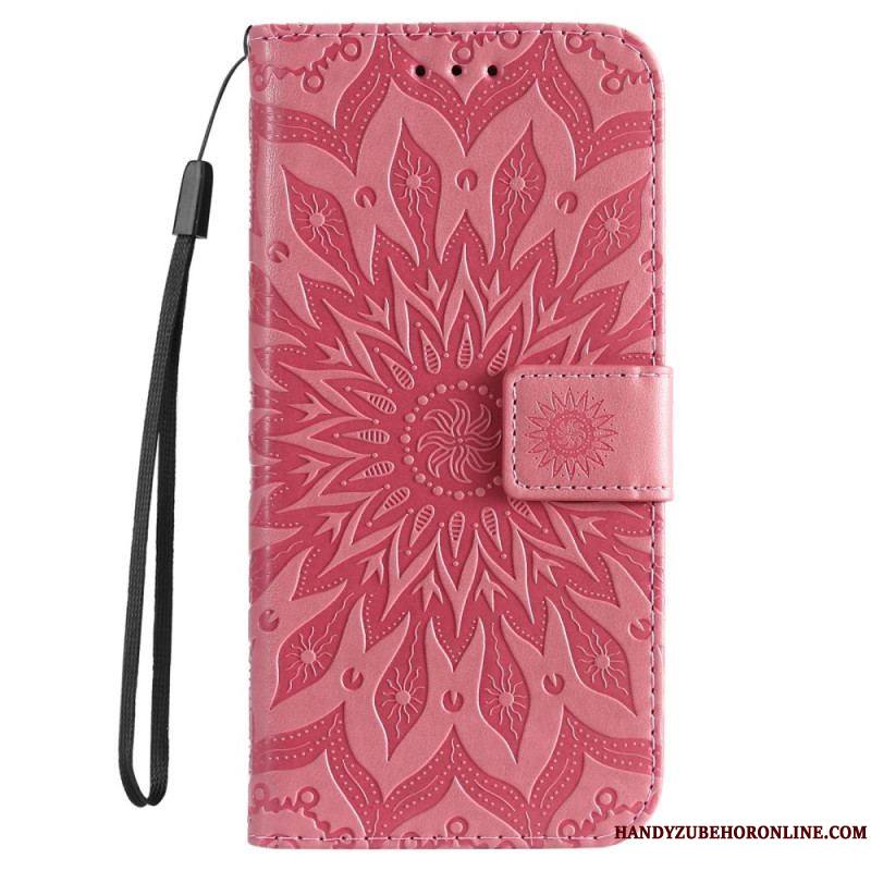 Housse Samsung Galaxy S23 Ultra 5G Mandala Soleil avec Lanière