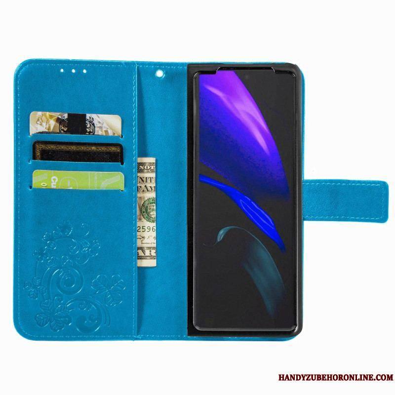 Housse Samsung Galaxy Z Fold 4 Motif Trèfles avec Lanière