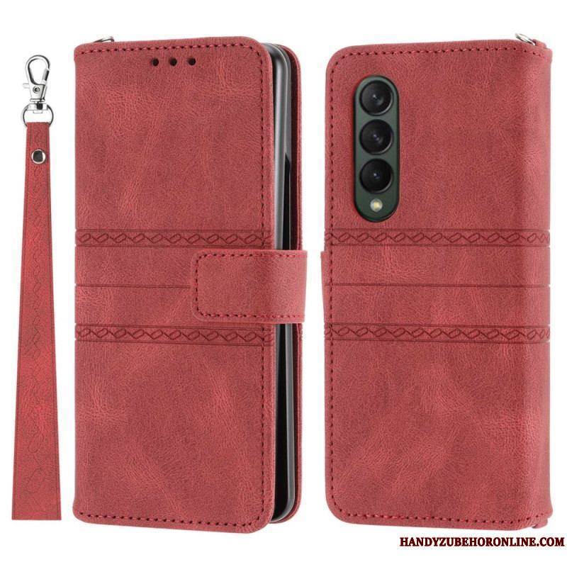 Housse Samsung Galaxy Z Fold 4 Simili Cuir Belt Motif