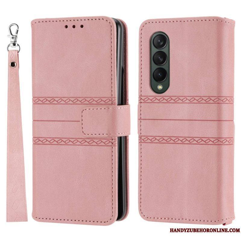 Housse Samsung Galaxy Z Fold 4 Simili Cuir Belt Motif