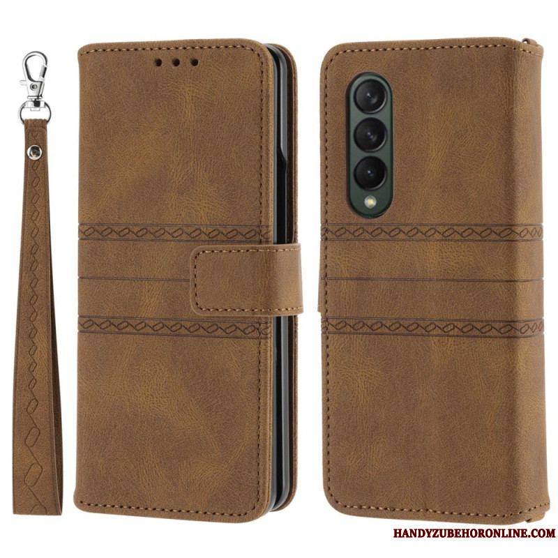 Housse Samsung Galaxy Z Fold 4 Simili Cuir Belt Motif