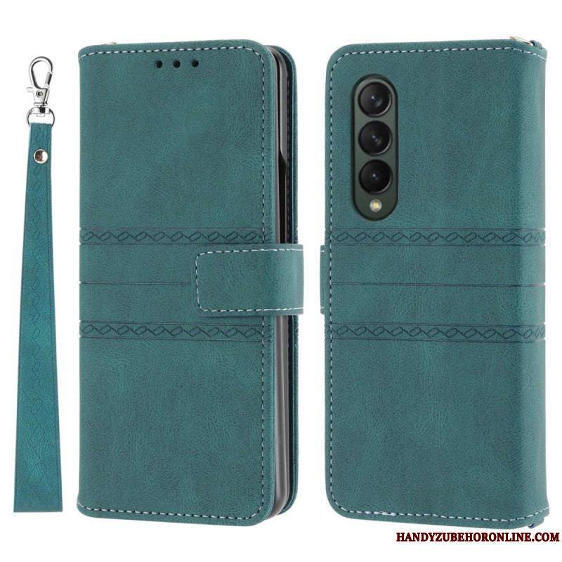 Housse Samsung Galaxy Z Fold 4 Simili Cuir Belt Motif