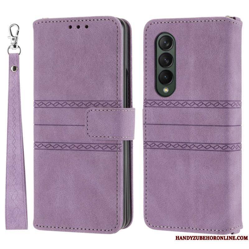 Housse Samsung Galaxy Z Fold 4 Simili Cuir Belt Motif