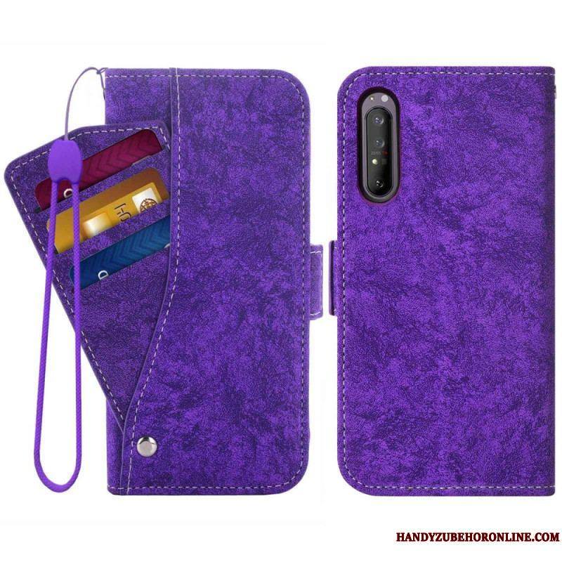 Housse Sony Xperia 1 IV Effet Cuir avec Porte-Cartes Rotatif