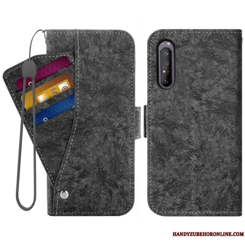 Housse Sony Xperia 1 IV Effet Cuir avec Porte-Cartes Rotatif