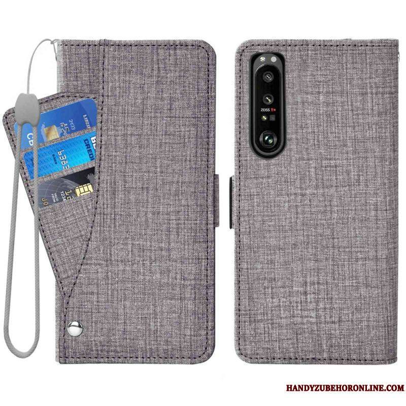 Housse Sony Xperia 1 IV Jeans avec Porte-Cartes Rotatif